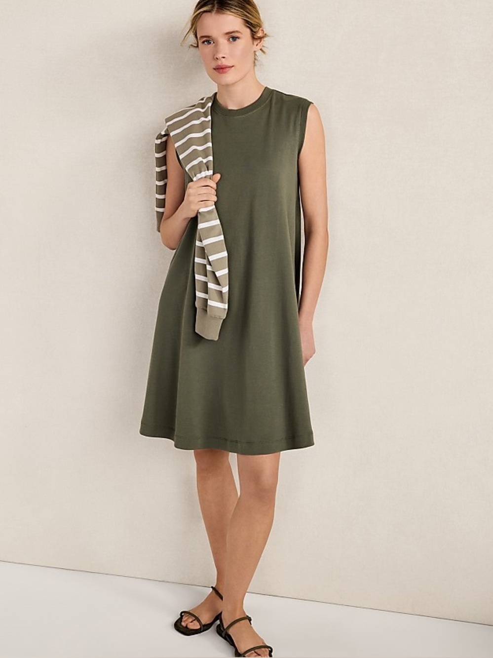Haven Well Within Organic Cotton Interlock Trapeze Dress Willow Green Womens M